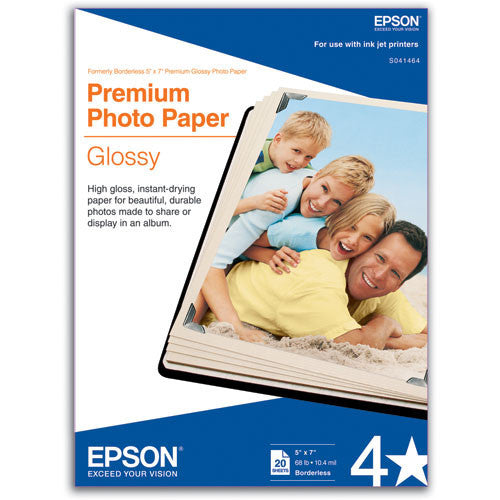 Epson Premium Photo Paper Glossy 5x7 (20), papers sheet paper, Epson - Pictureline