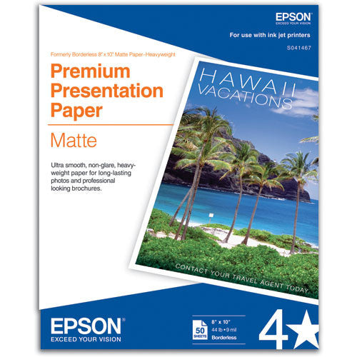 Epson Premium Presentation Matte 8x10 Borderless Paper (50), papers sheet paper, Epson - Pictureline