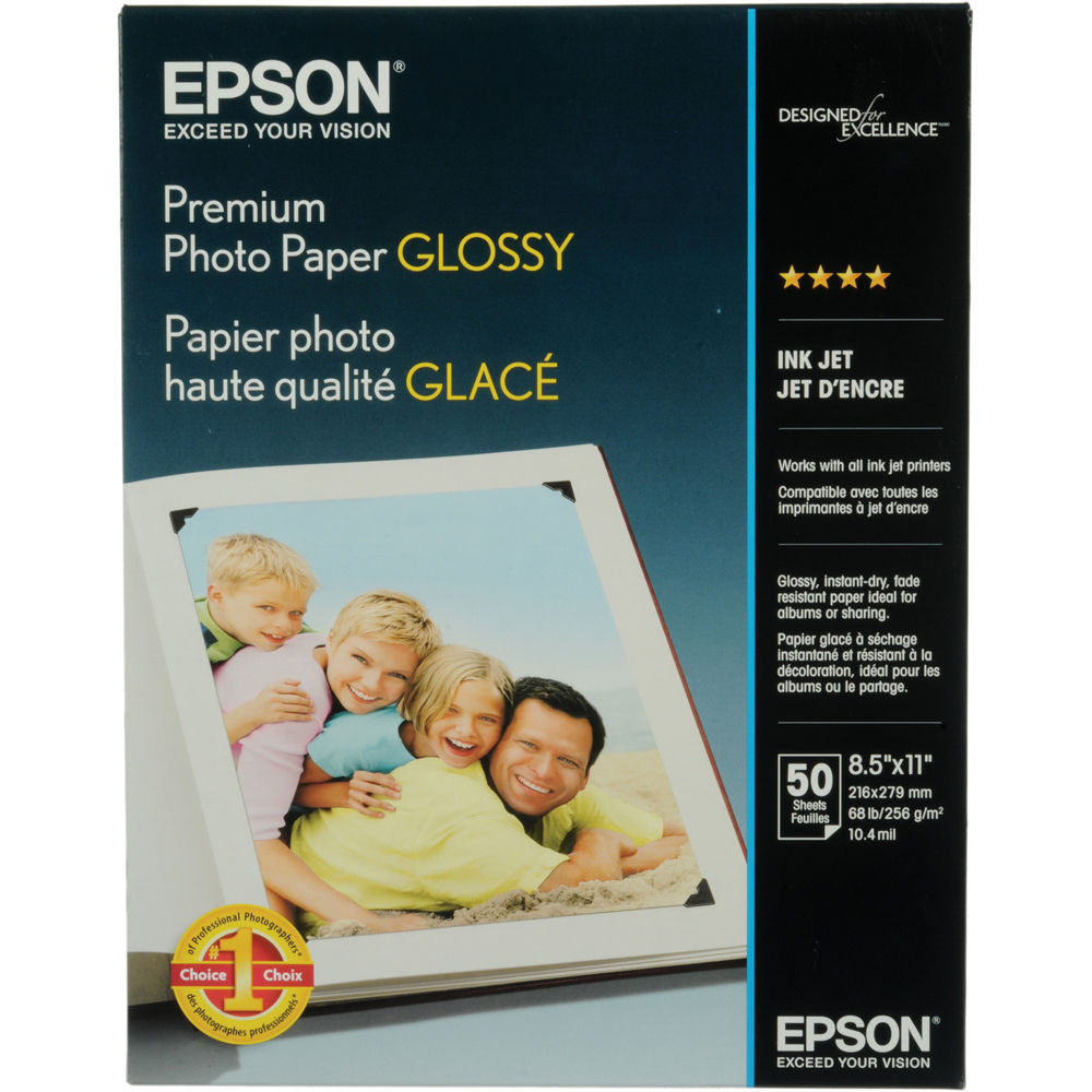 Epson Premium Photo Glossy Paper 8.5x11 (50), papers sheet paper, Epson - Pictureline