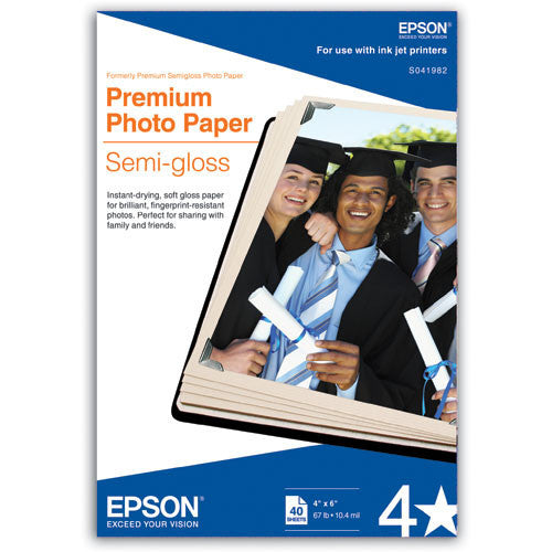 Epson Premium Photo Semigloss Paper 4x6 (40), papers sheet paper, Epson - Pictureline 