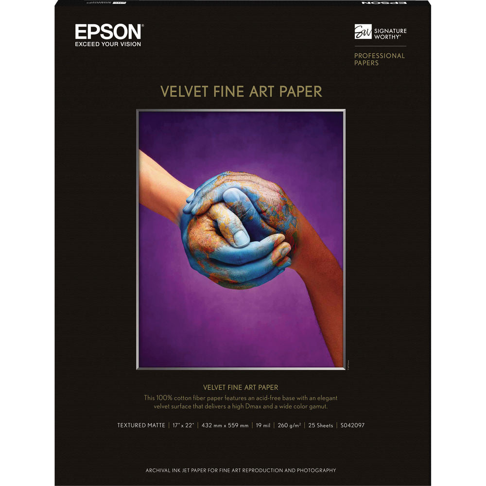 Epson Velvet Fine Art Paper 17"x22" (25), papers sheet paper, Epson - Pictureline 