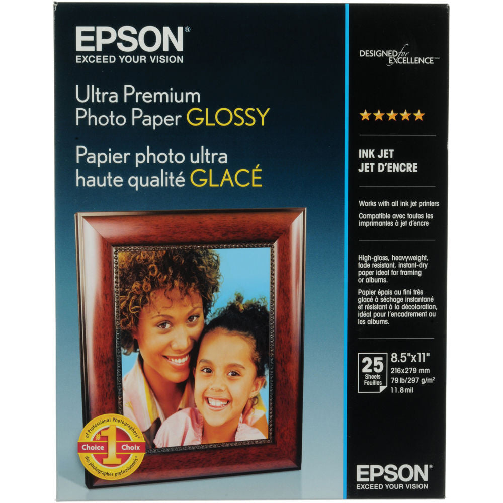 Epson Ultra Premium Photo Paper Glossy 8.5x11 (25), papers sheet paper, Epson - Pictureline