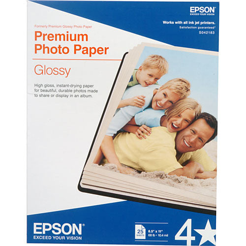 Epson Premium Photo Glossy 8.5x11 Paper (25), papers sheet paper, Epson - Pictureline