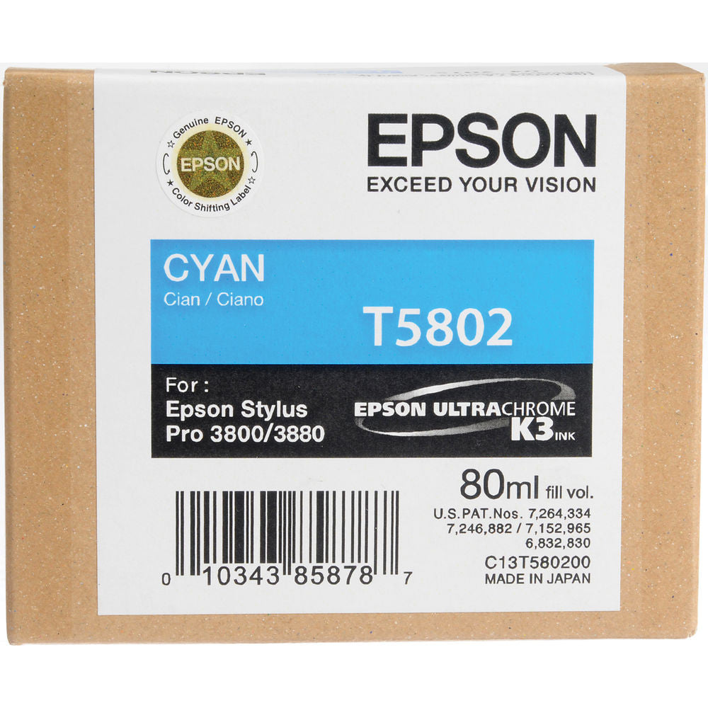 Epson T580200 3800/3880 Ink Ultrachrome Cyan Ink, papers ink large format, Epson - Pictureline 
