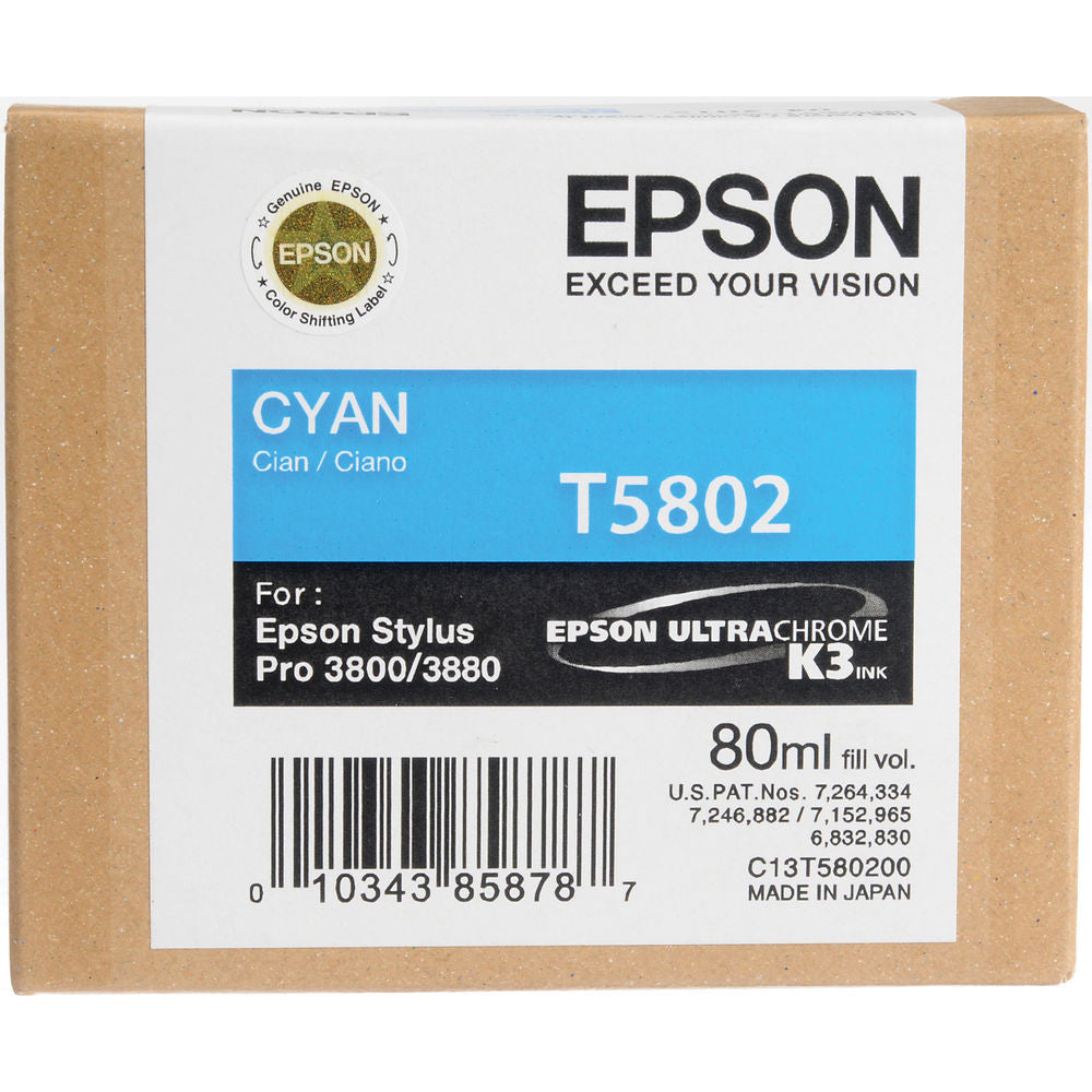 Epson T580200 3800/3880 Ink Ultrachrome Cyan Ink, papers ink large format, Epson - Pictureline