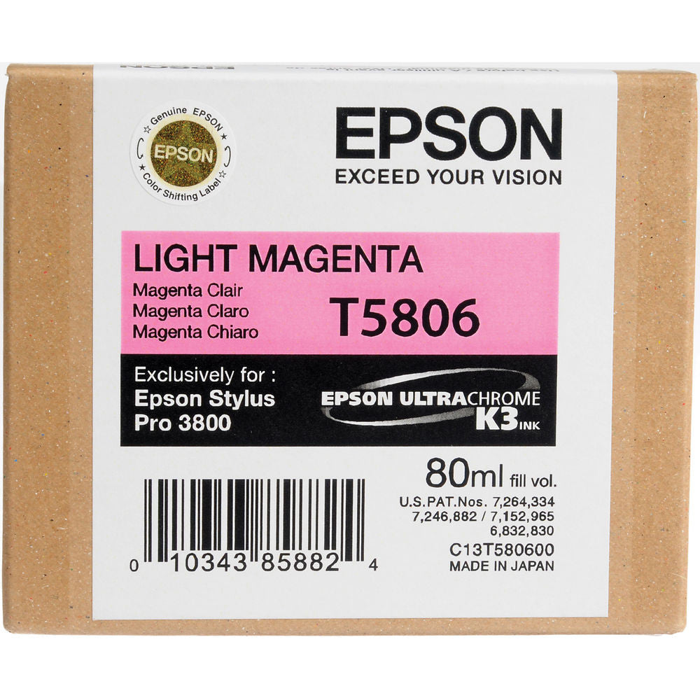 Epson T580600 3800 Ink Ultrachrome Light Magenta Ink, papers ink large format, Epson - Pictureline