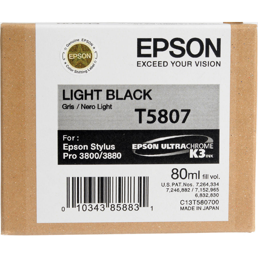 Epson T580700 3800/3880 Ink Ultrachrome Light Black Ink, papers ink large format, Epson - Pictureline 