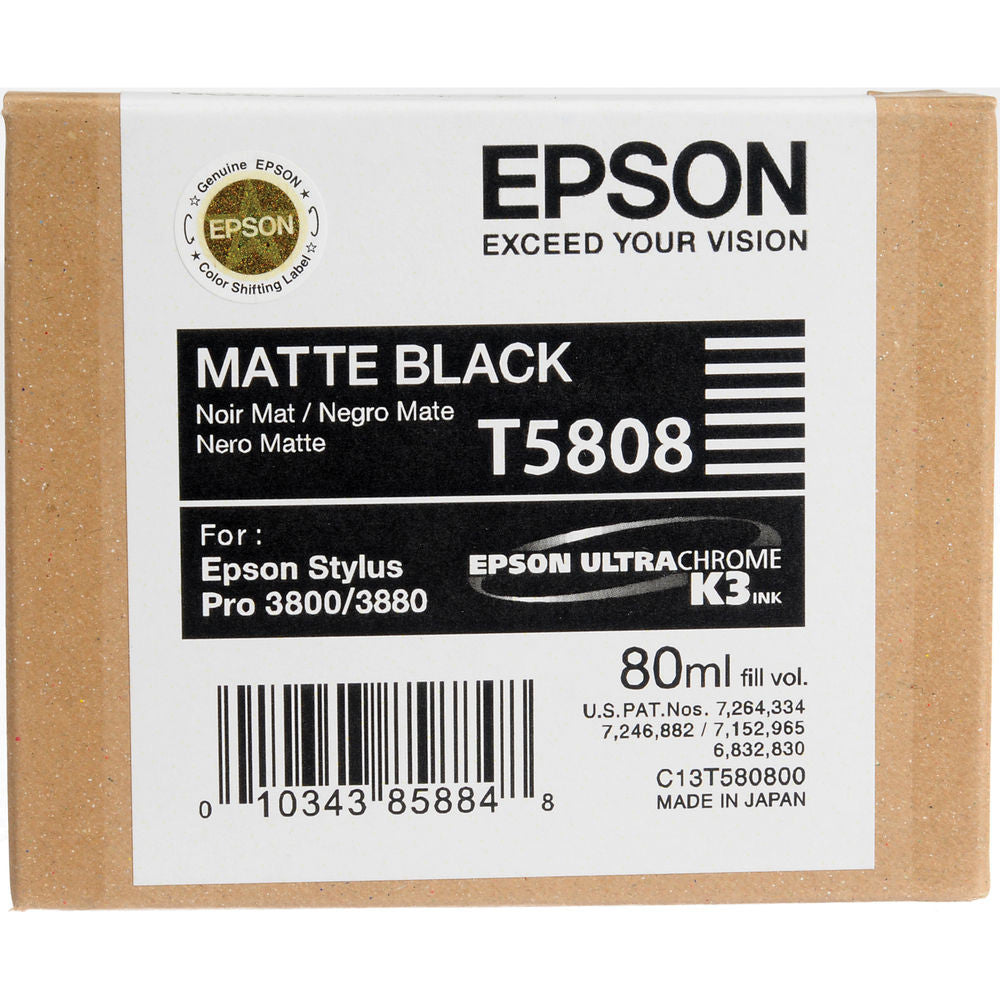 Epson T580800 3800/3880 Ink Ultrachrome Matte Black, papers ink large format, Epson - Pictureline 