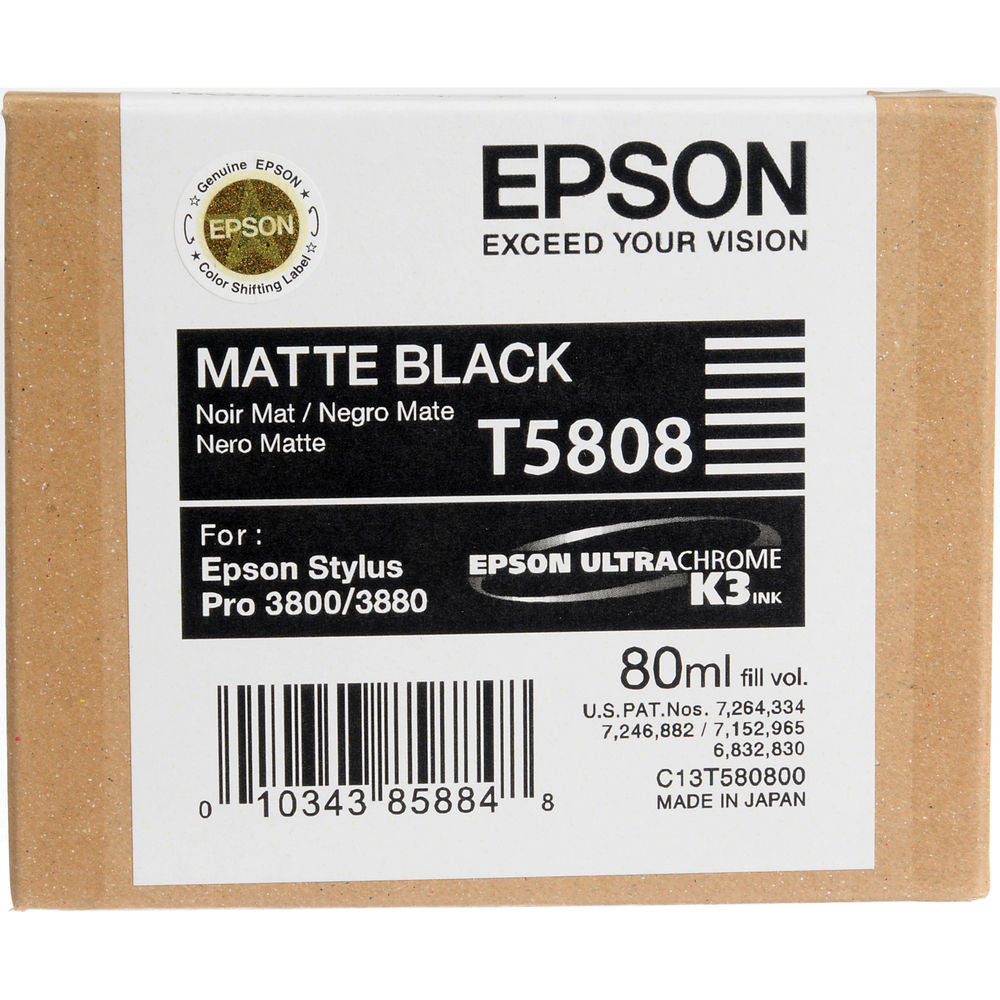 Epson T580800 3800/3880 Ink Ultrachrome Matte Black, papers ink large format, Epson - Pictureline