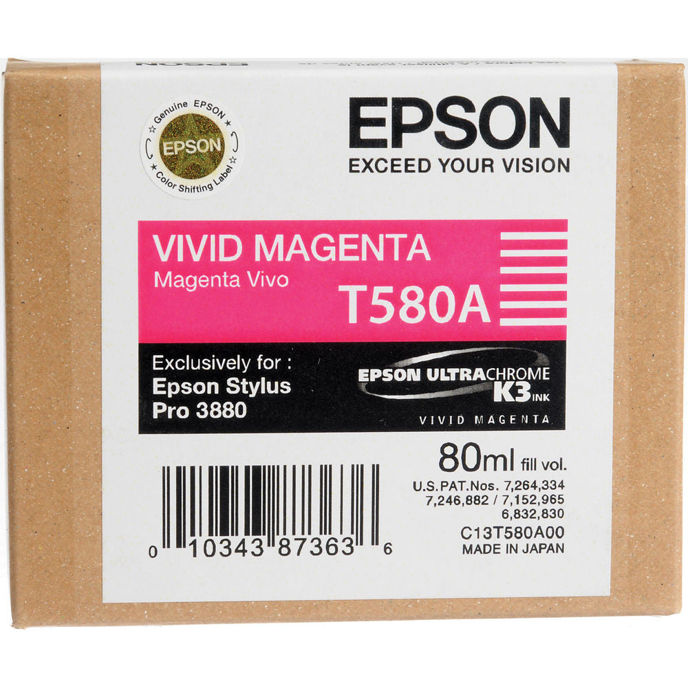Epson T580A00 3880 Ink Ultrachrome Vivid Magenta Ink, papers ink large format, Epson - Pictureline 