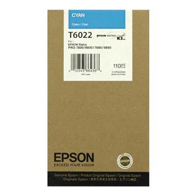 Epson T602200 7800/7880/9800/9880 Cyan Ink 110ml, papers ink large format, Epson - Pictureline