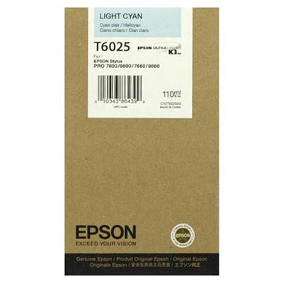 Epson T602500 7800/7880/9800/9880 Light Cyan Ink 110ml, papers ink large format, Epson - Pictureline