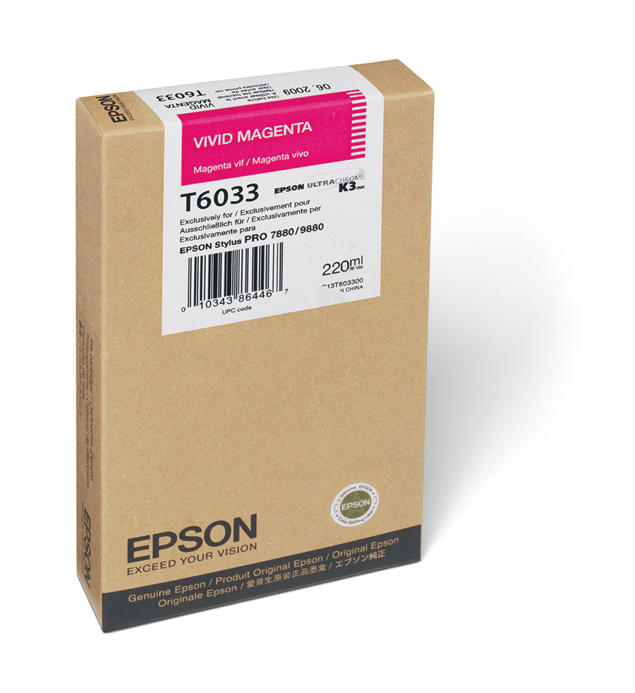 Epson T603300 7880/9880 Ink Vivid Magenta 220ml, papers ink large format, Epson - Pictureline 