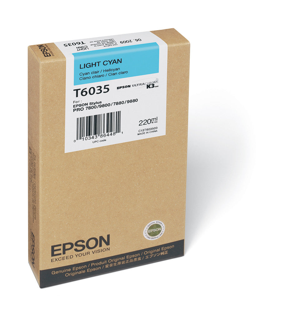 Epson T603500 7800/7880/9800/9880 Light Cyan Ink 220ml, papers ink large format, Epson - Pictureline 