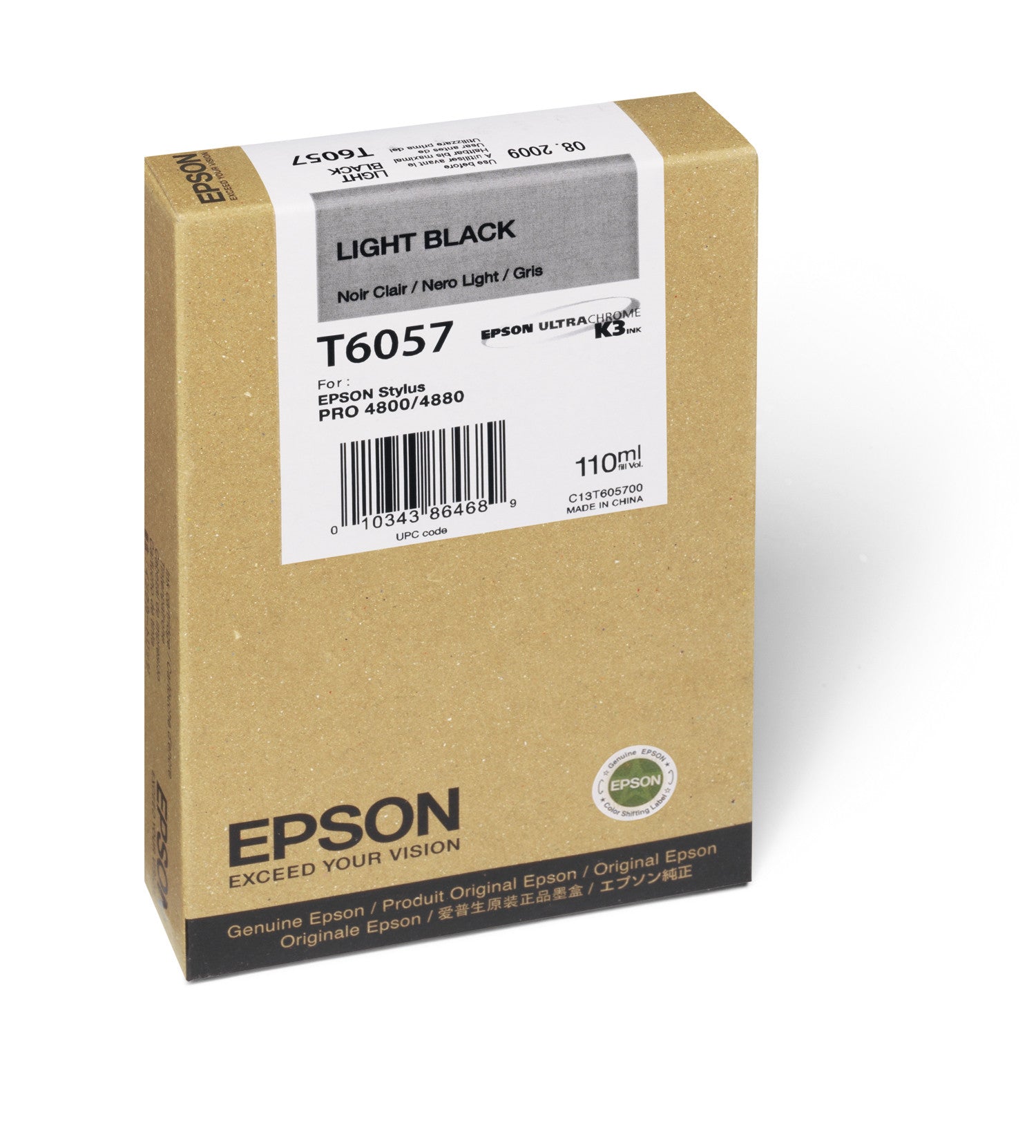 Epson T605700 4880/4800 Ultrachrome HDR Ink Light Black 110ml, papers ink large format, Epson - Pictureline