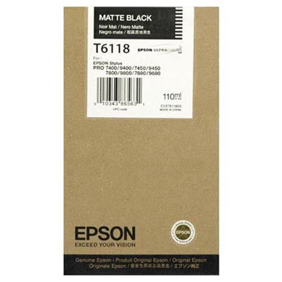 Epson T611800 7800/7880/9800/9880 Matte Black Ink 110ml, papers ink large format, Epson - Pictureline