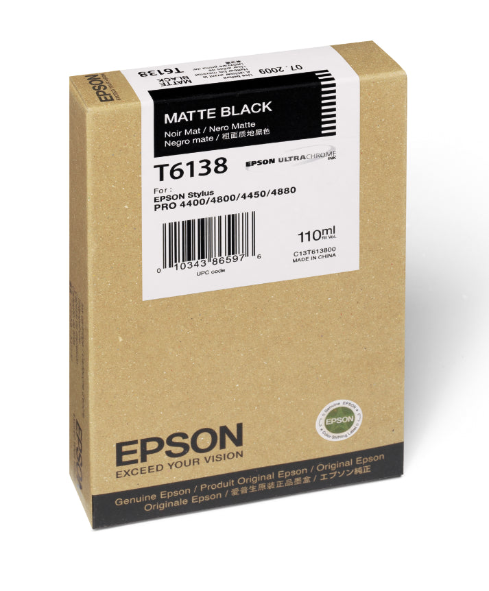 Epson T613800 4880/4800 Ink Matte Black 110ml, papers ink large format, Epson - Pictureline