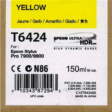Epson T642400 7900/7890/9890/9900 Ultrachrome HDR Ink 150ml Yellow, papers ink large format, Epson - Pictureline - 1