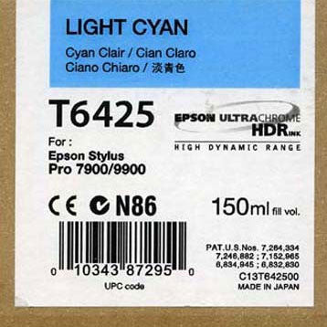 Epson T642500 7900/7890/9890/9900 Ultrachrome HDR Ink 150ml Light Cyan, papers ink large format, Epson - Pictureline - 1