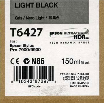 Epson T642700 7900/7890/9890/9900 Ultrachrome HDR Ink 150ml Light Black, papers ink large format, Epson - Pictureline - 1