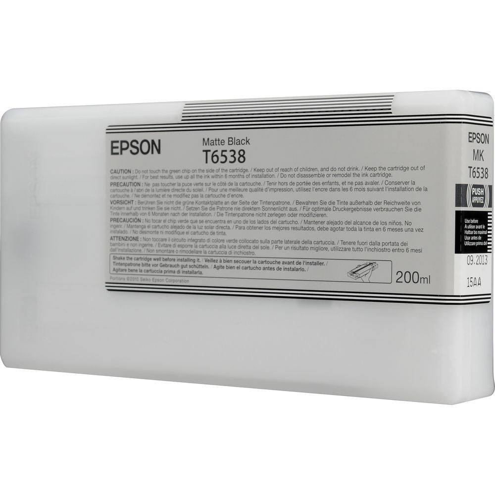Epson T6538 4900 Ultrachrome Ink HDR 200ml Matte Black, papers ink large format, Epson - Pictureline  - 2
