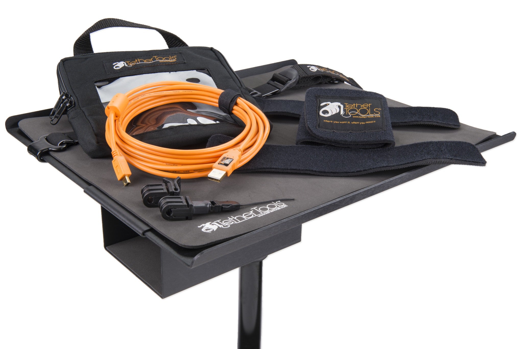 Tether Tools Pro Tethering Kit w/ USB 2.0 Mini-B 5 Pin Cable 15' ORG, camera tethering, Tether Tools - Pictureline - 1