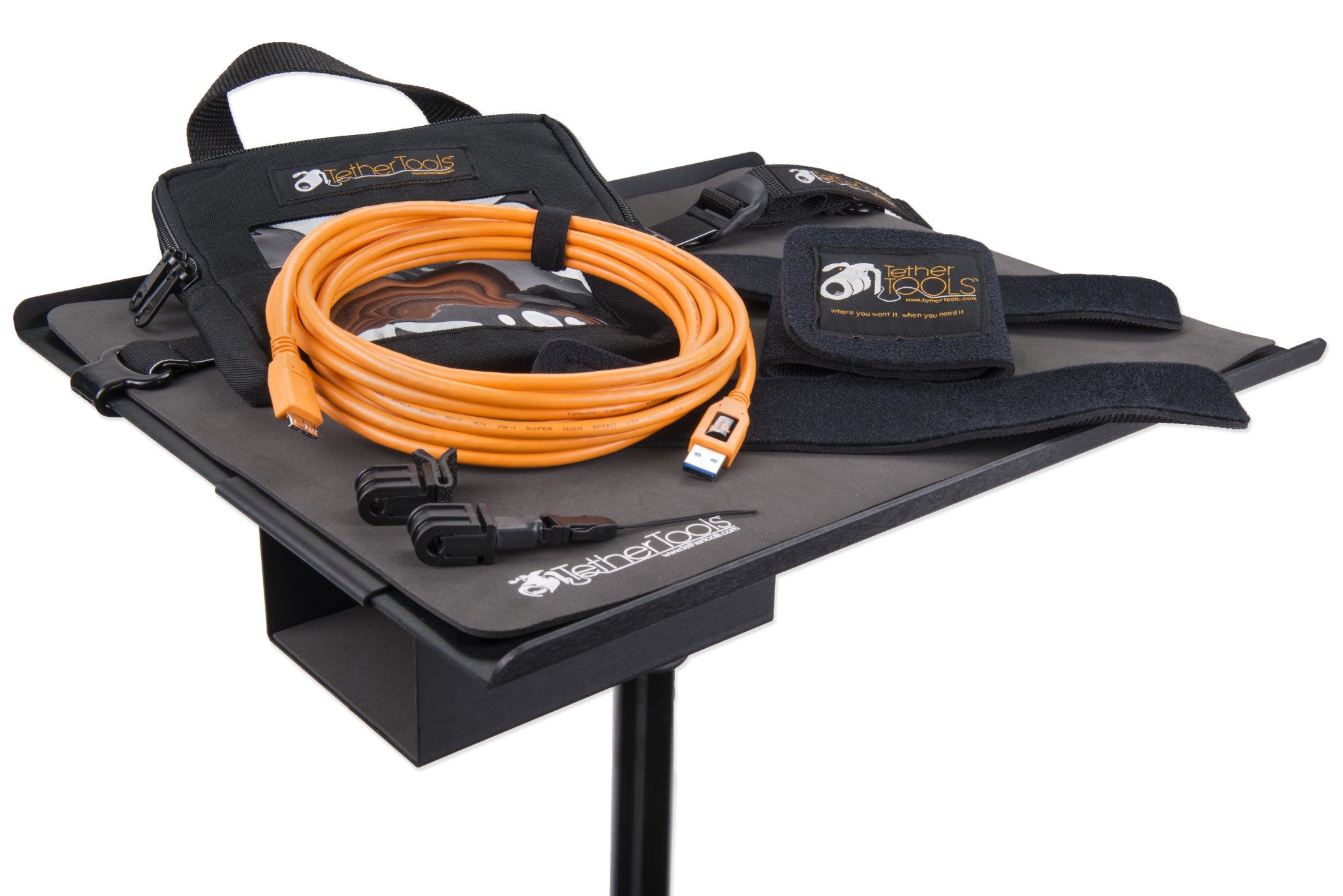 Tether Tools Pro Tethering Kit w/ USB 3.0 Micro-B Cable 15' ORG, camera tethering, Tether Tools - Pictureline - 1