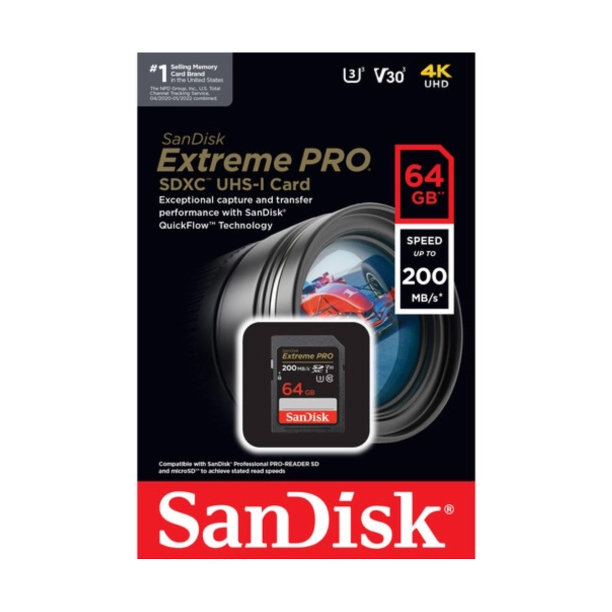 SanDisk 64GB Extreme PRO UHS-I SDXC (V30) Memory Card 200 MB/s