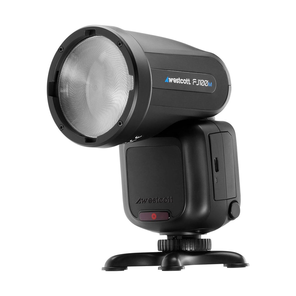Westcott FJ100 M Touchscreen Speedlight Flash with Multi-Brand Camera Mount (100Ws) — with shoe stand view