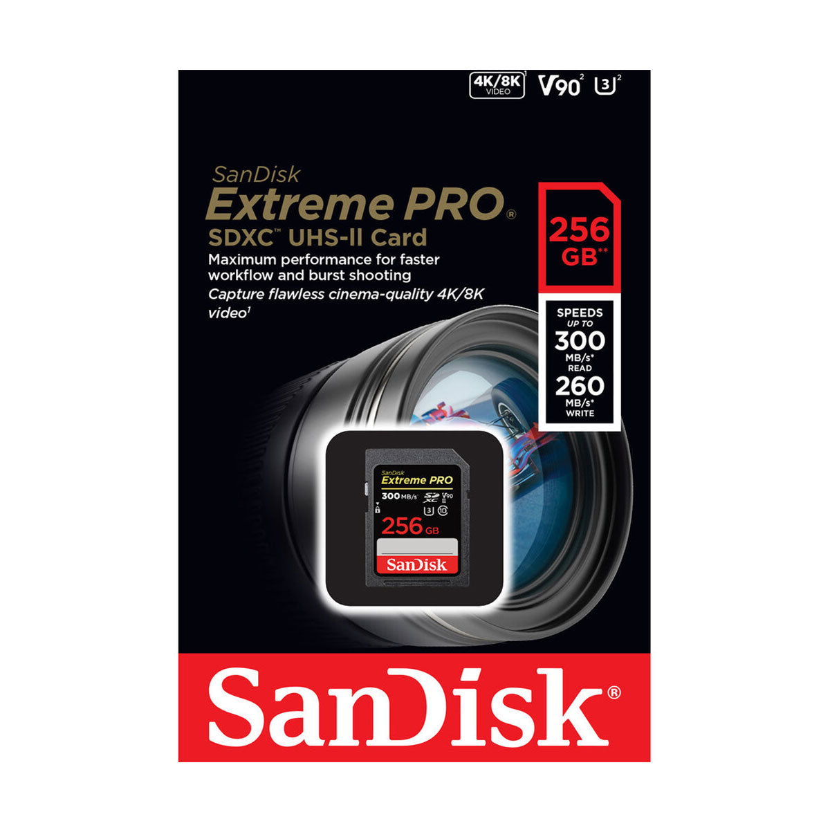 SanDisk SDXC Extreme Pro 256GB 300MB/s V90 UHS II