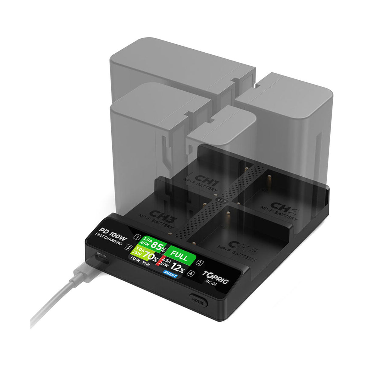 Accsoon TopRig 100W 4-Bay NP-F Fast Charger