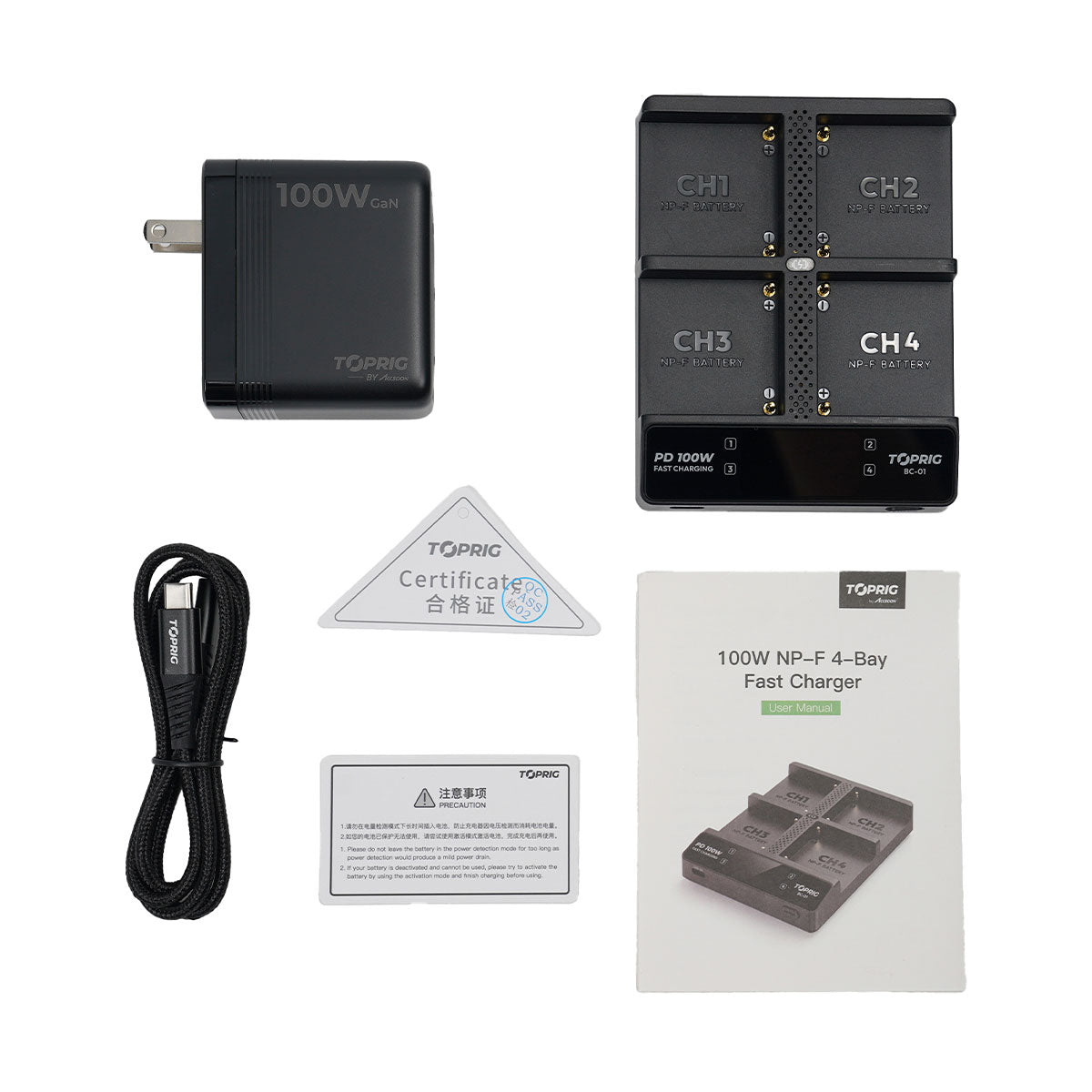 Accsoon TopRig 100W 4-Bay NP-F Fast Charger Kit