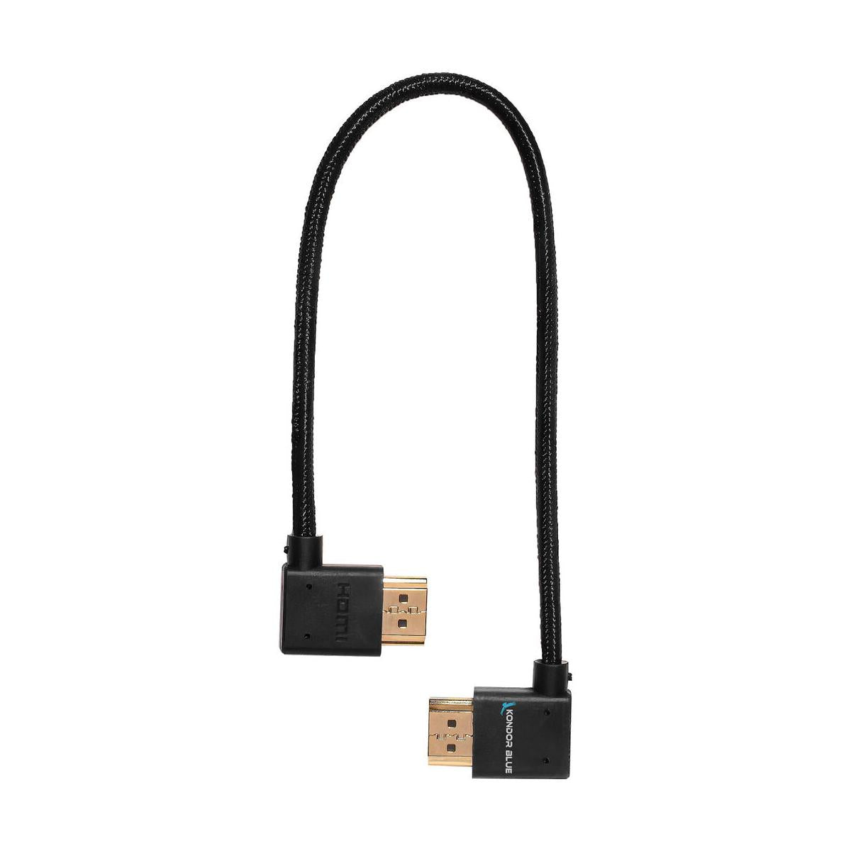 Kondor Blue 12” Right-Angle to Left-Angle Full HDMI Cable (Black)