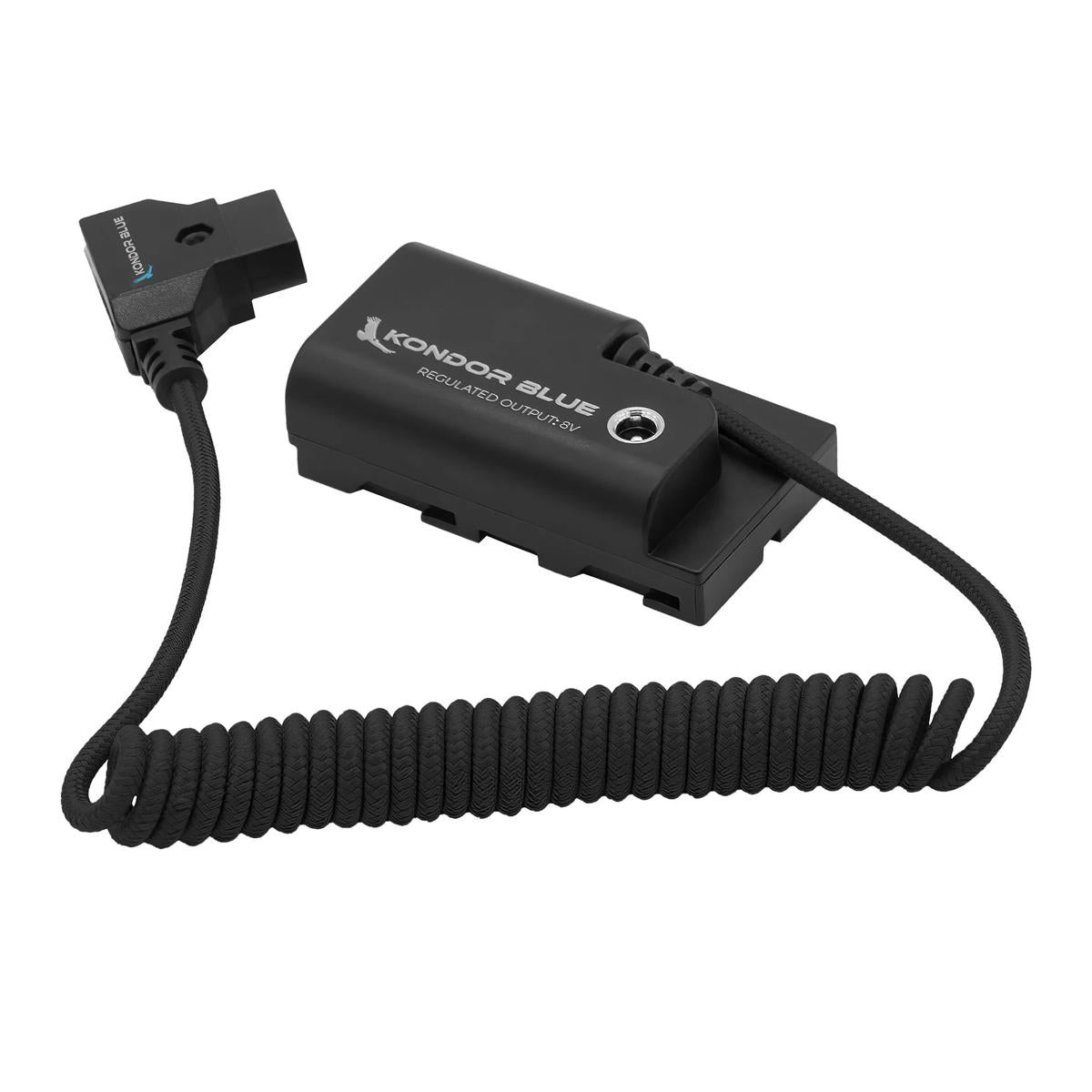 Kondor Blue Coiled 16 to 32" D-Tap to Sony L-Series NPF Dummy Battery Cable (Black)