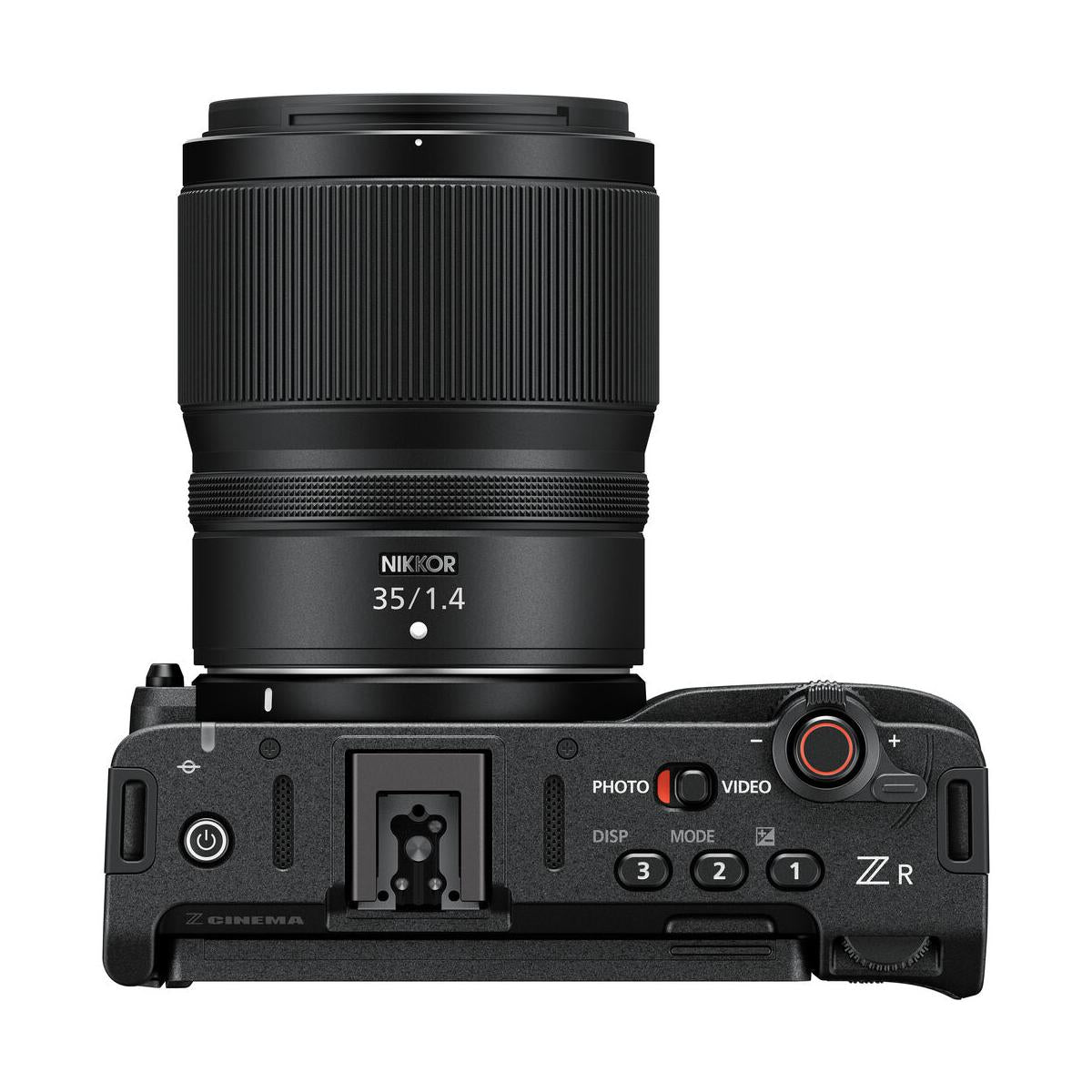 Nikon ZR With 35mm f1.4 Lens Top View Available at Pictureline