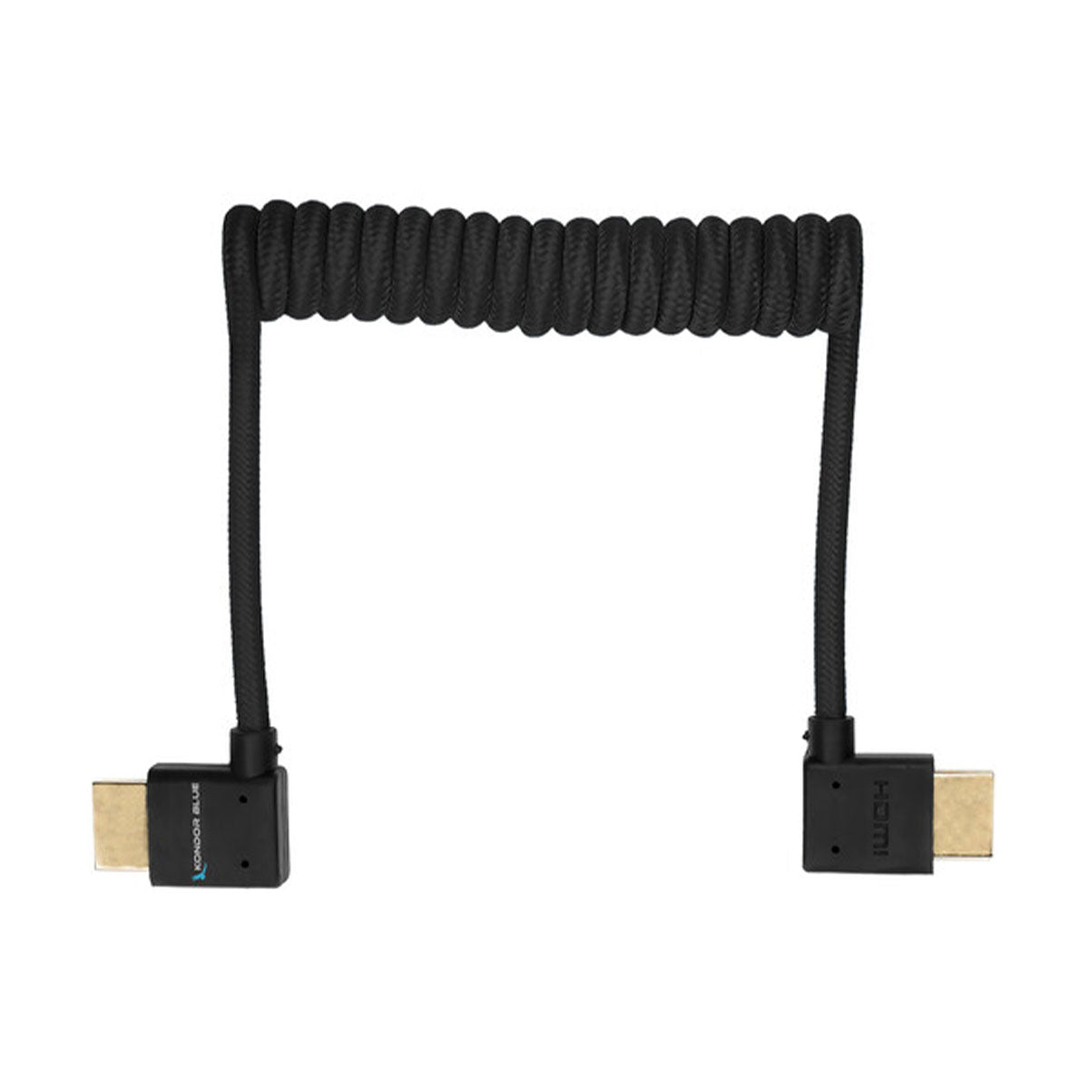 Kondor Blue Coiled Right Angle Full to Full HDMI Cable (12-24")