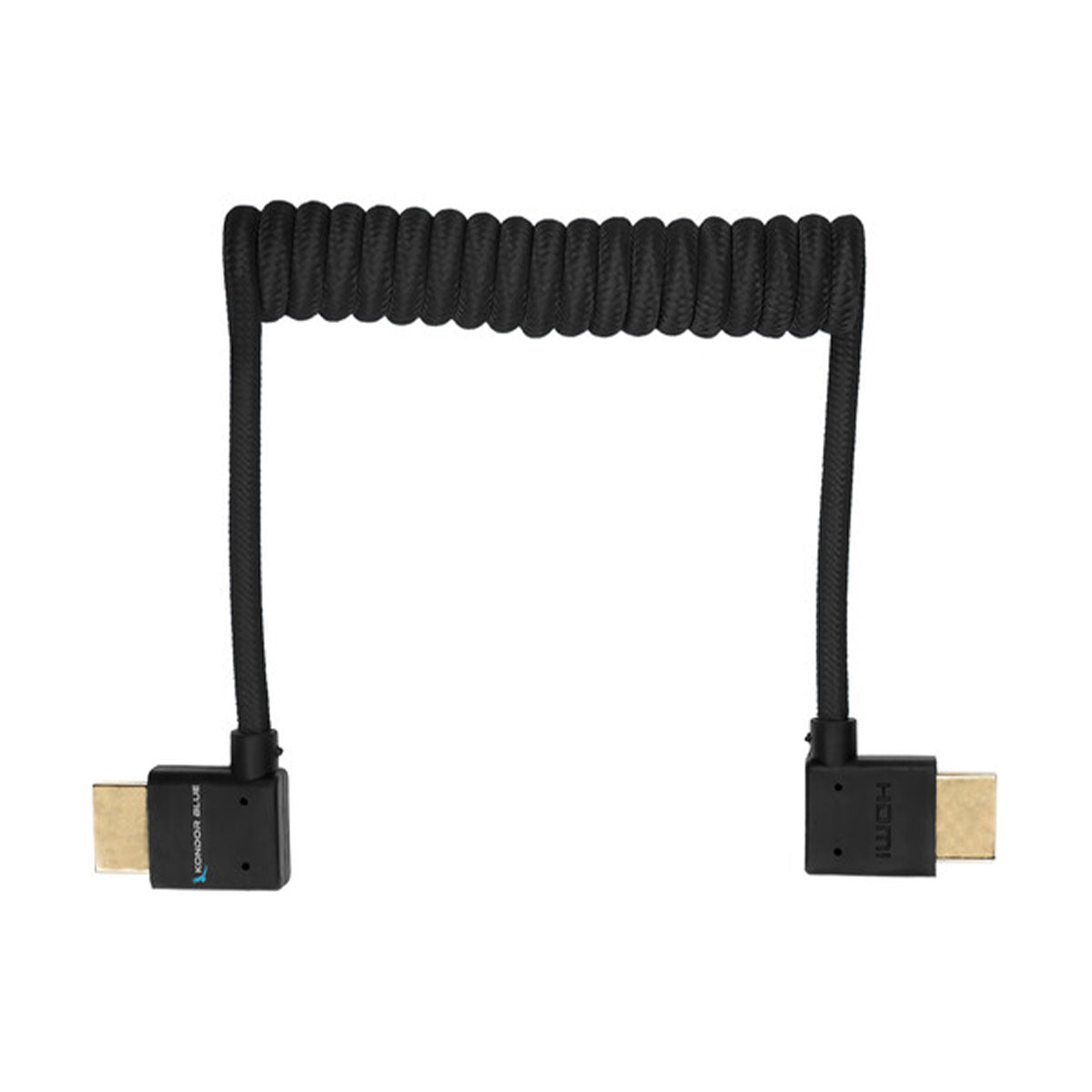Kondor Blue Coiled 12 to 24" Right-Angle Full HDMI Cable (Black)