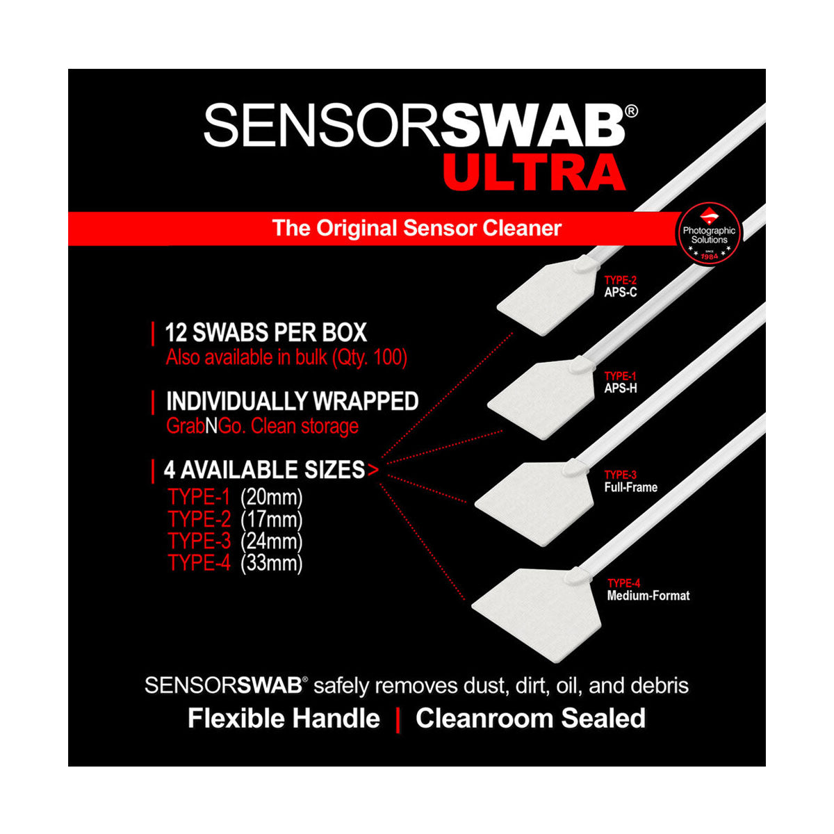 Photographic Solutions Sensor Swab Ultra Type 2 Small (Box of 12) - APS-C