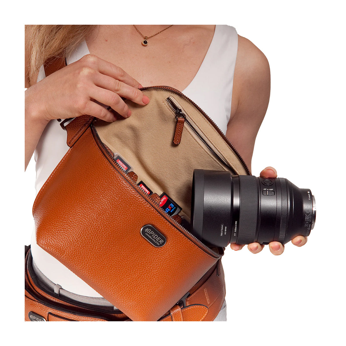 SpiderPro Leather Sling Pouch - Brown
