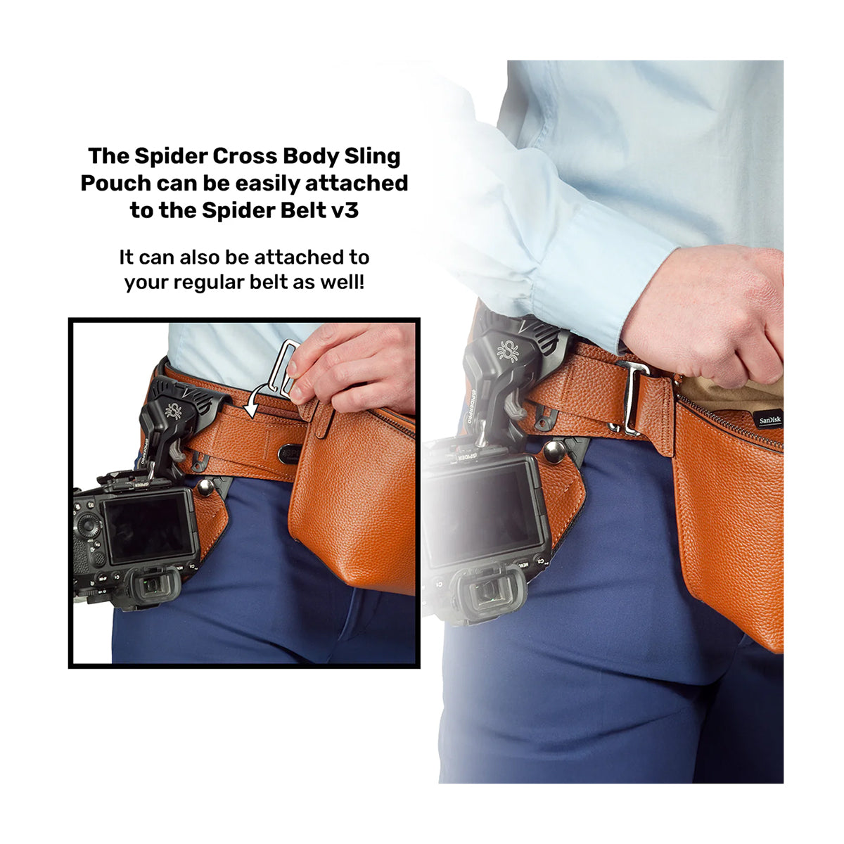 SpiderPro Leather Sling Pouch - Brown