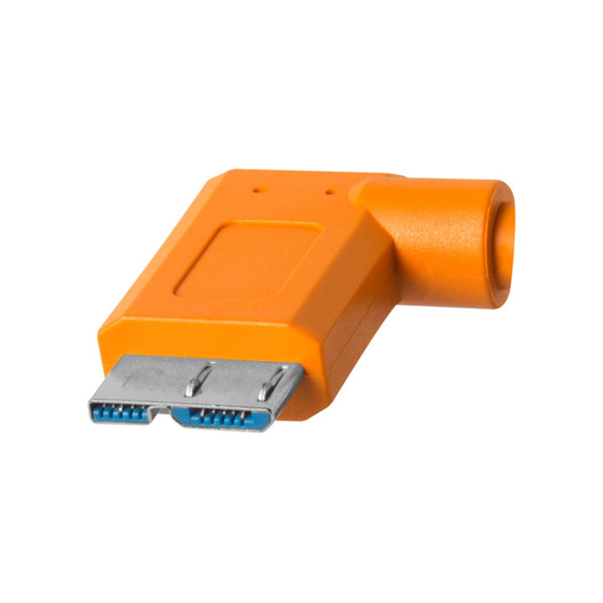 Tether Tools TetherPro USB-C to 3.0 Micro-B, 15’ (4.6m) ORG - Right Angle