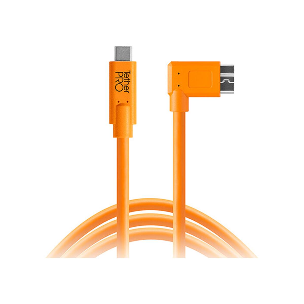 Tether Tools TetherPro USB-C to 3.0 Micro-B, 15’ (4.6m) ORG - Right Angle
