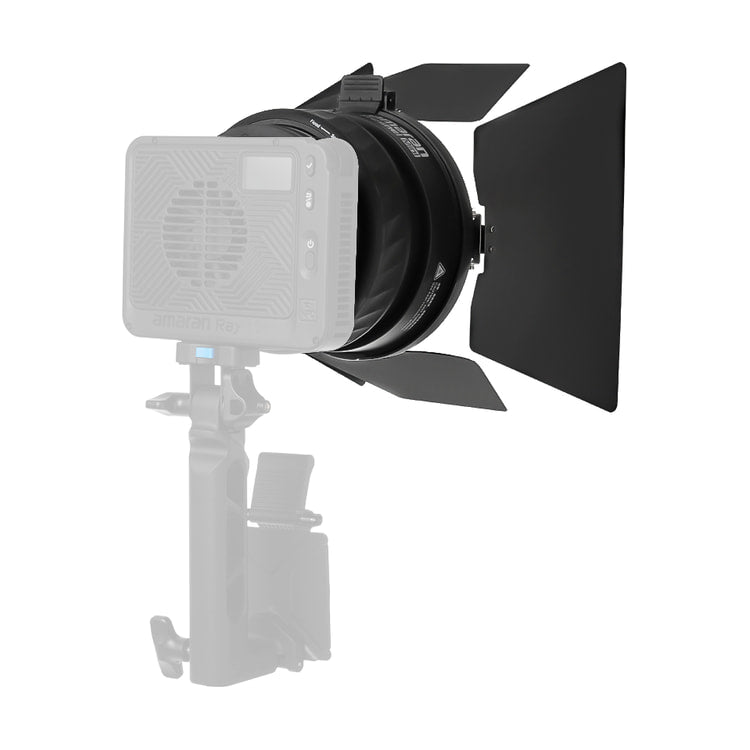 Amaran Mini Fresnel for Ray 60c & 120c — rear three quarter view mounted on compatible light 2 view