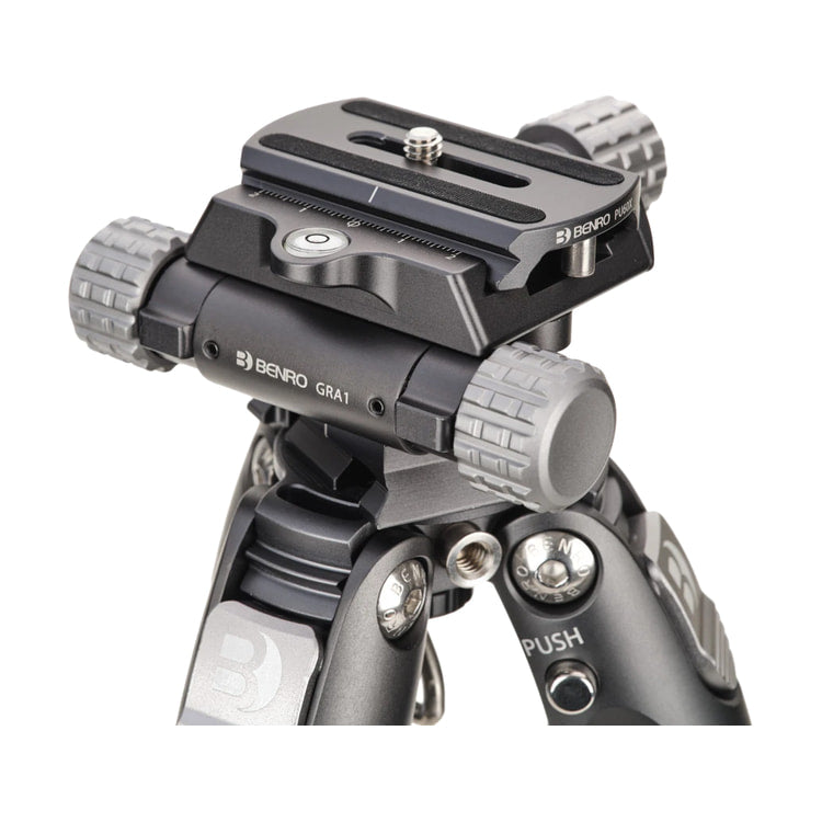 Benro Geared Rotation Adapter — mounted on tripod close up view