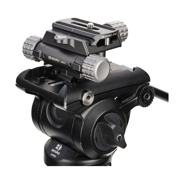 Benro Geared Rotation Adapter — mounted on video head view