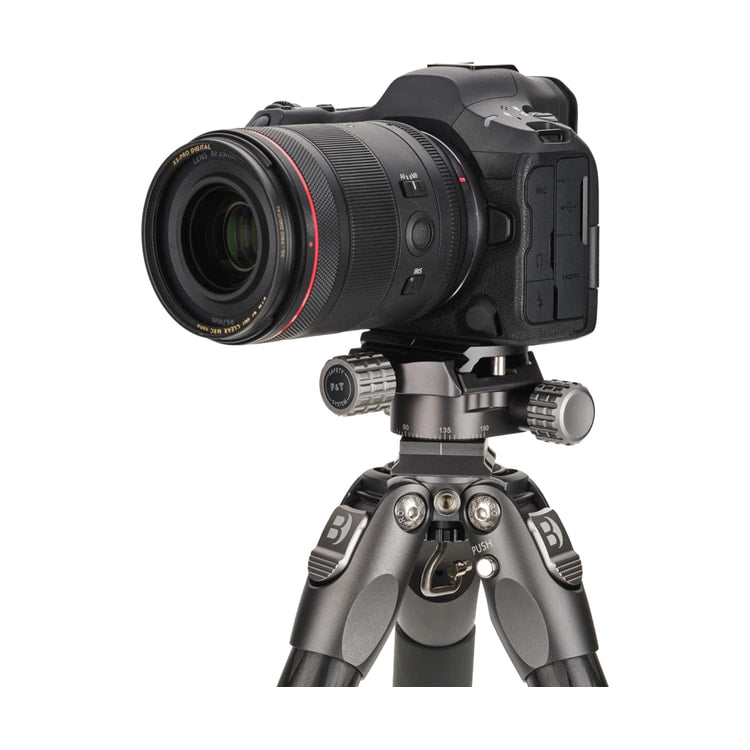 Benro Geared Rotation Adapter — mounted with camera front angle view