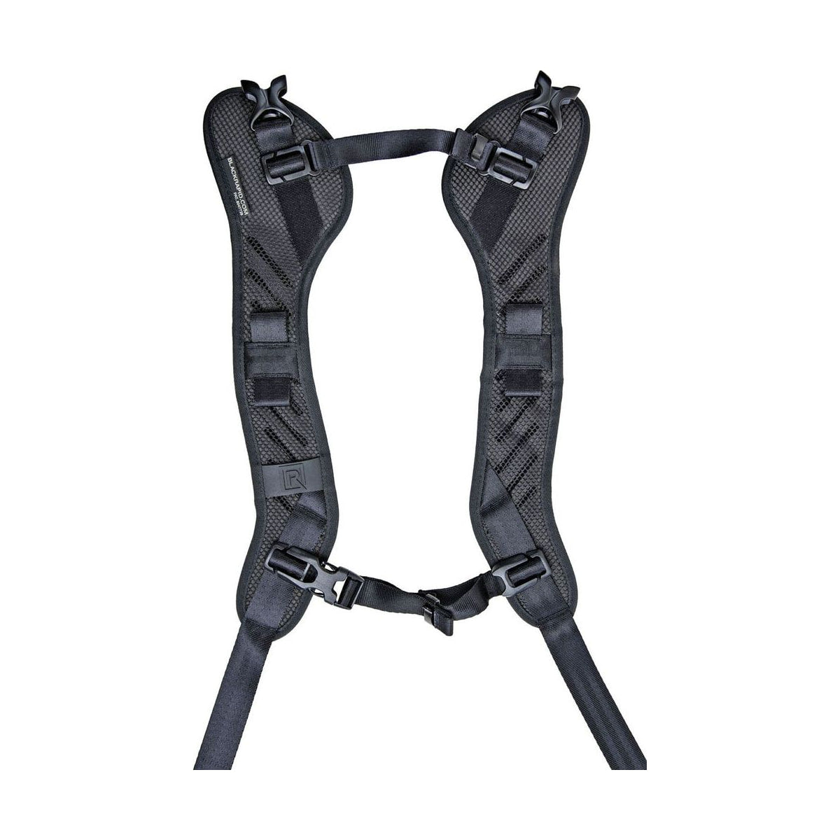 BlackRapid Blackline II Double Camera Harness — flat front view of harness shoulder pads view