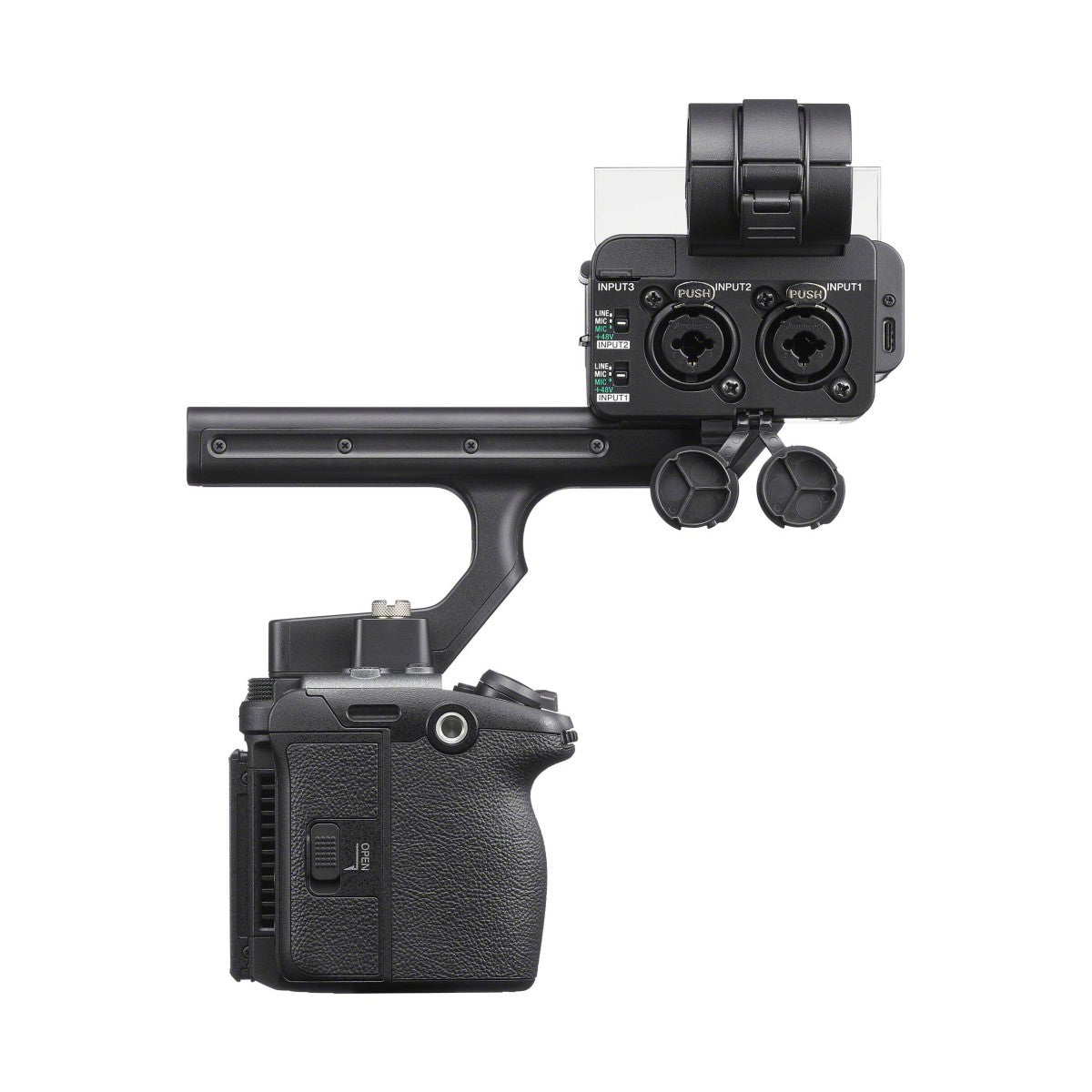 Sony FX5 full-frame cinema camera with XLR handle unit, product view 2
