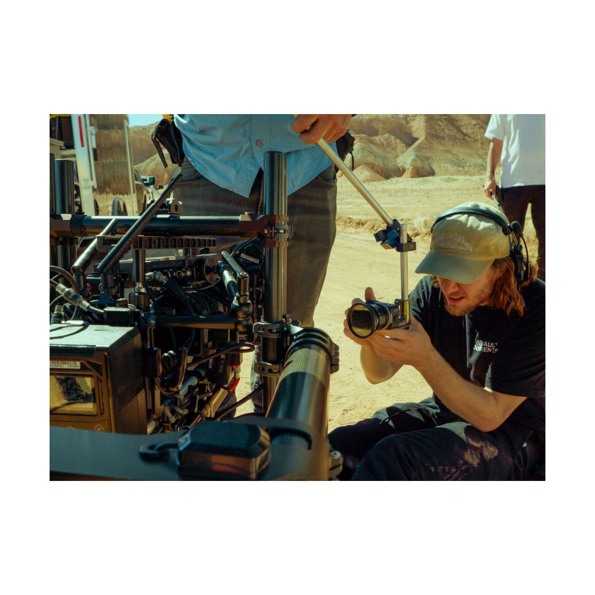 GoPro Mission 1 Pro ILS Camera — camera production rig being prepared beside a desert vehicle view