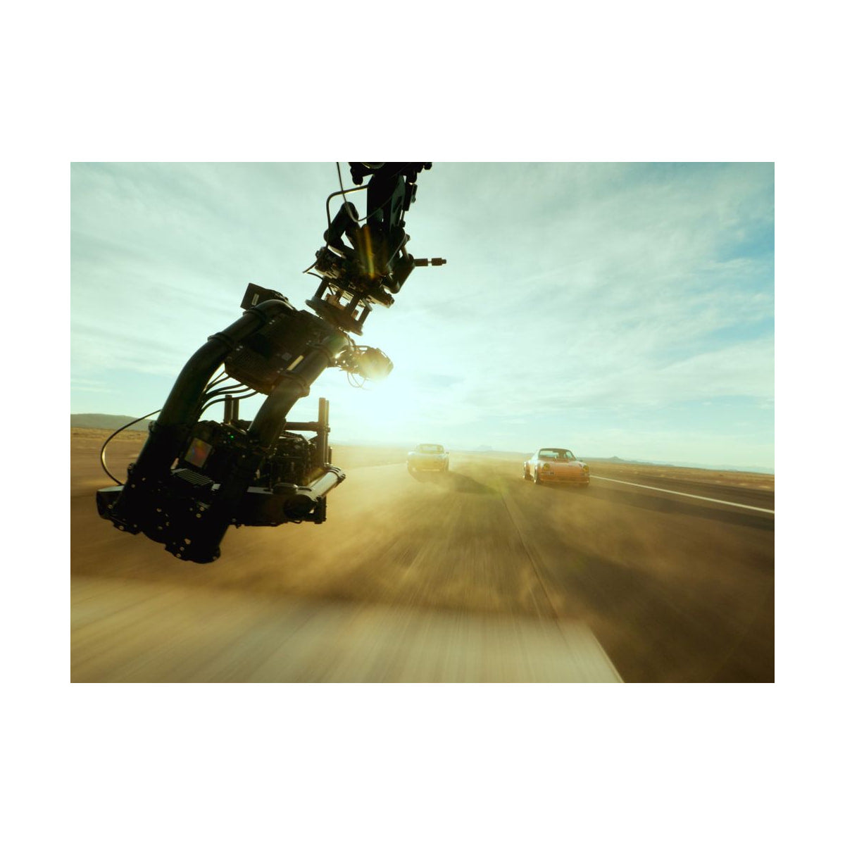 GoPro Mission 1 Pro ILS Camera — camera production rig mounted on a vehicle crane arm view